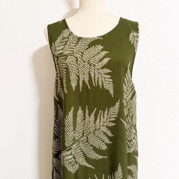 Makai Beach Palapalai Olive Palm Print A Line Dress - Picture 3 of 10
